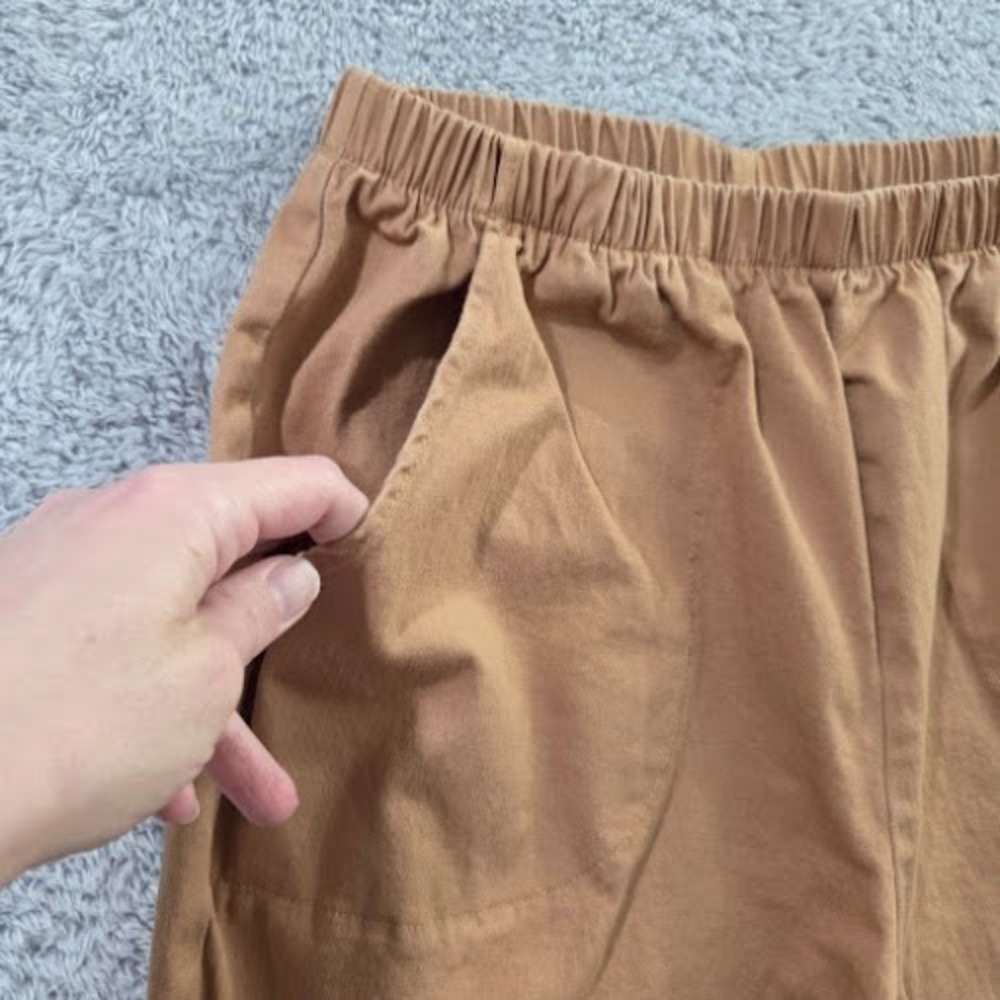 Denim & Co Cropped Pants Womens Medium Camel Elastic Waist Pull On Pockets Ankle - Picture 3 of 12
